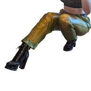 💖 Translucent Olive Green Latex Joggers Medium 💖